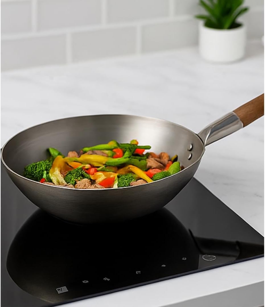 London Wok Carbon Steel Flat Bottom Stir Fry Pan – 10", 12", 13", 14" Sizes