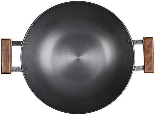 Wonder Chef Ebony Hard Anodized Kadhai, Wok with Lid 24 cm, Black