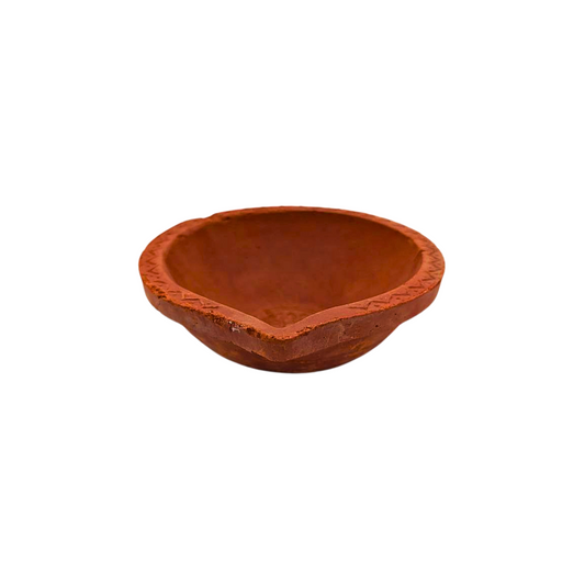 Handmade Large Clay Diya with Subtle Design - 13cm Diameter