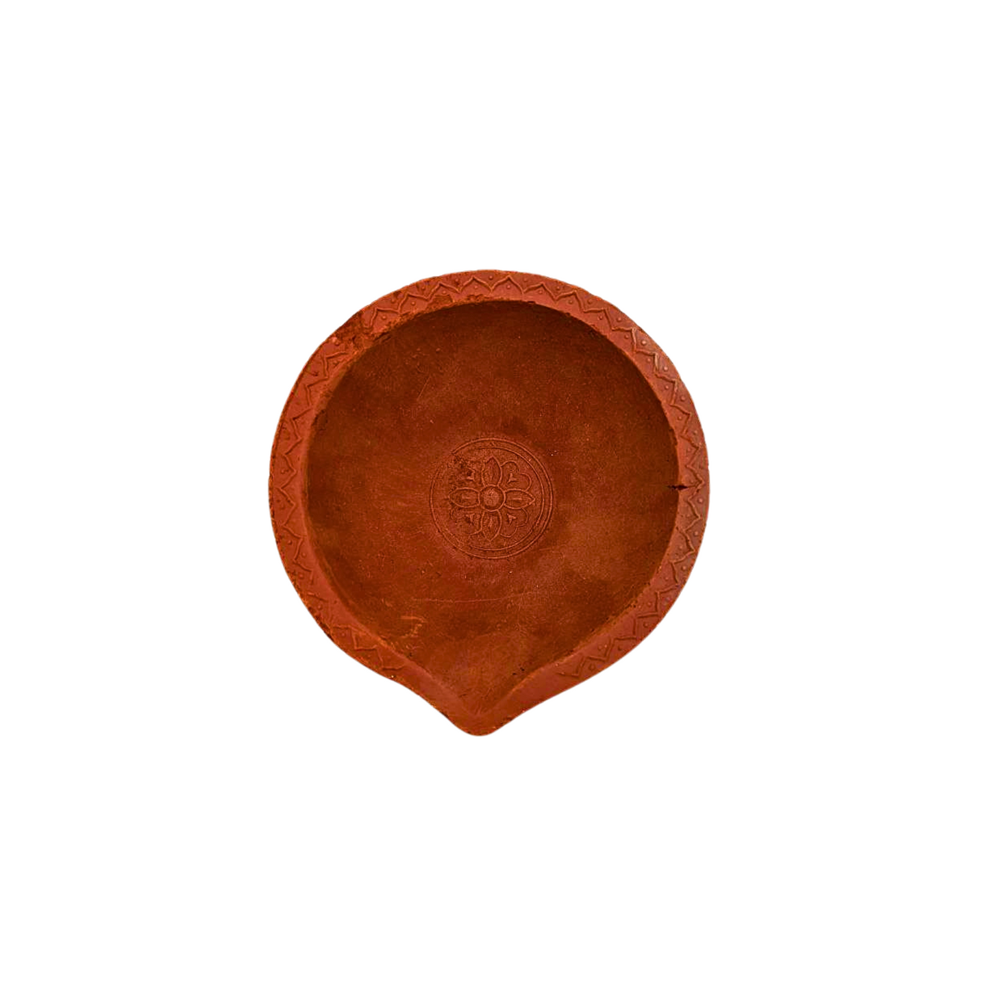 Handmade Large Clay Diya with Subtle Design - 13cm Diameter