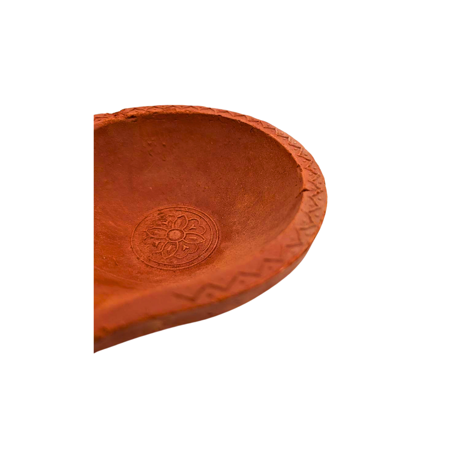 Handmade Large Clay Diya with Subtle Design - 13cm Diameter