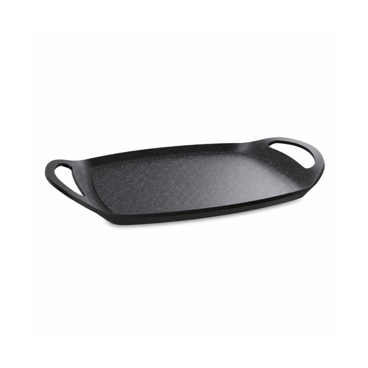 Non Stick Grill Plate 47cm White Dot Design Serving Tray with Handles