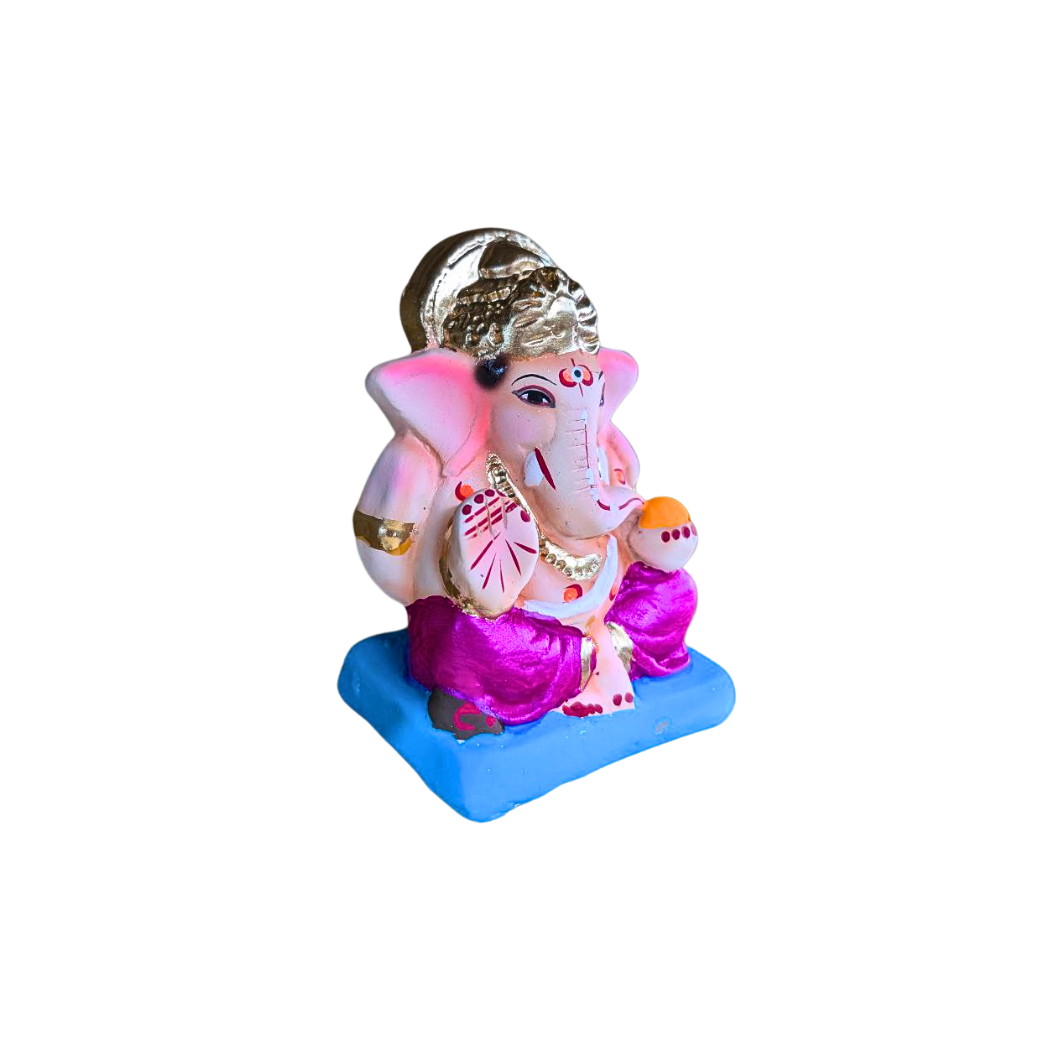 Handmade Clay Ganpati Idol – 9cm Width x 12cm Height