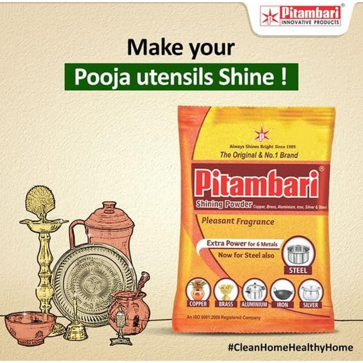 Pitambari Shining Powder 150g Metal Cleaning Polish Multi Purpose