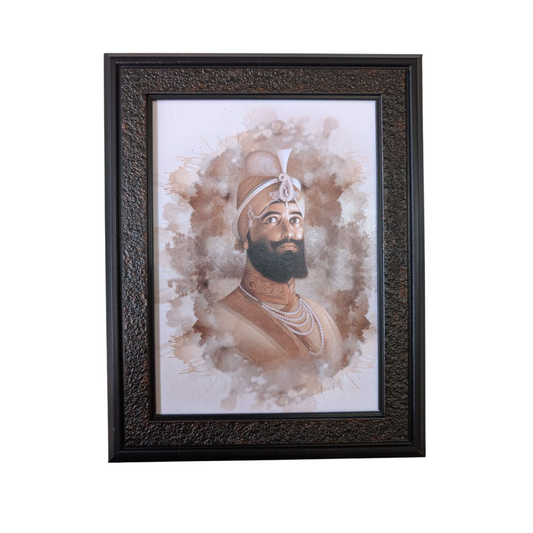 Guru Gobind Singh Ji Photo Frame with Table Stand 21x17 cm – Sikh Religious Picture for Wall or Desk