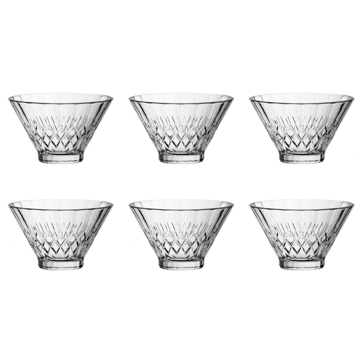 Set of 6 Clear Glass Dessert Bowls 12cm Serving Bowls for Fruit Ice Cream Cereal