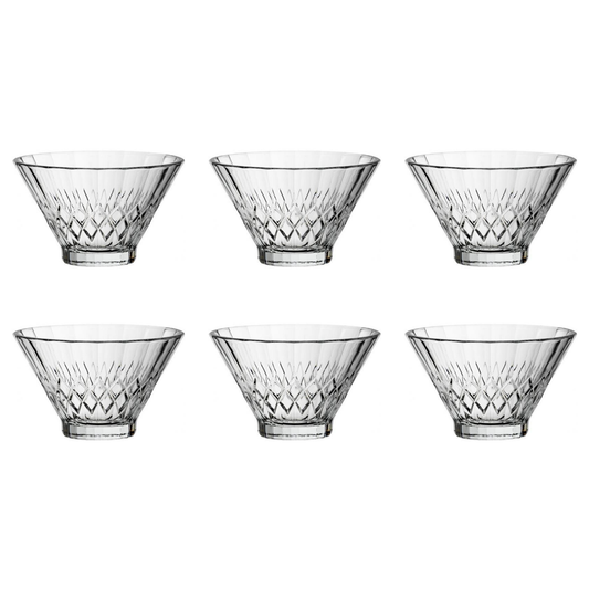 Set of 6 Clear Glass Dessert Bowls 12cm Serving Bowls for Fruit Ice Cream Cereal
