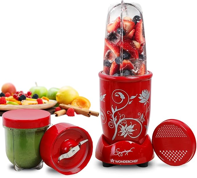 Wonderchef Red Nutri-Blend Mixer Grinder 2 Jars, 400W