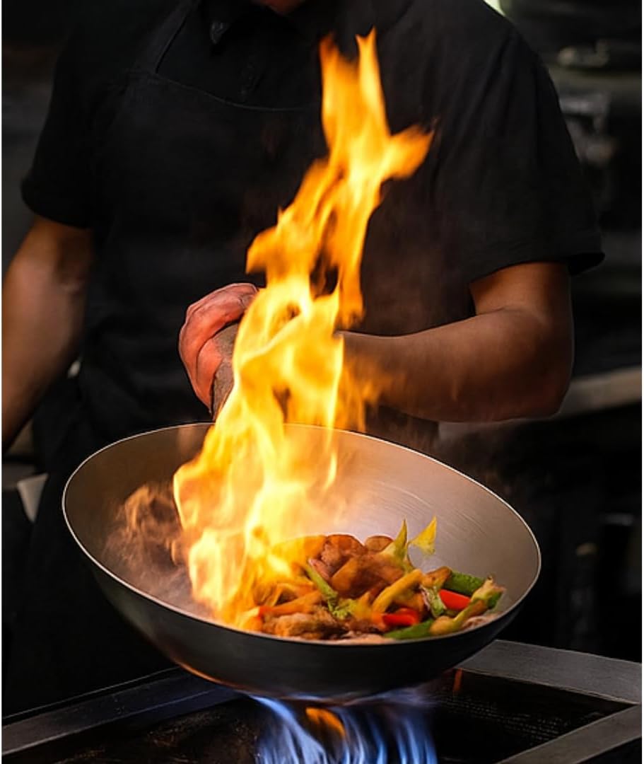 London Wok Carbon Steel Flat Bottom Stir Fry Pan – 10", 12", 13", 14" Sizes