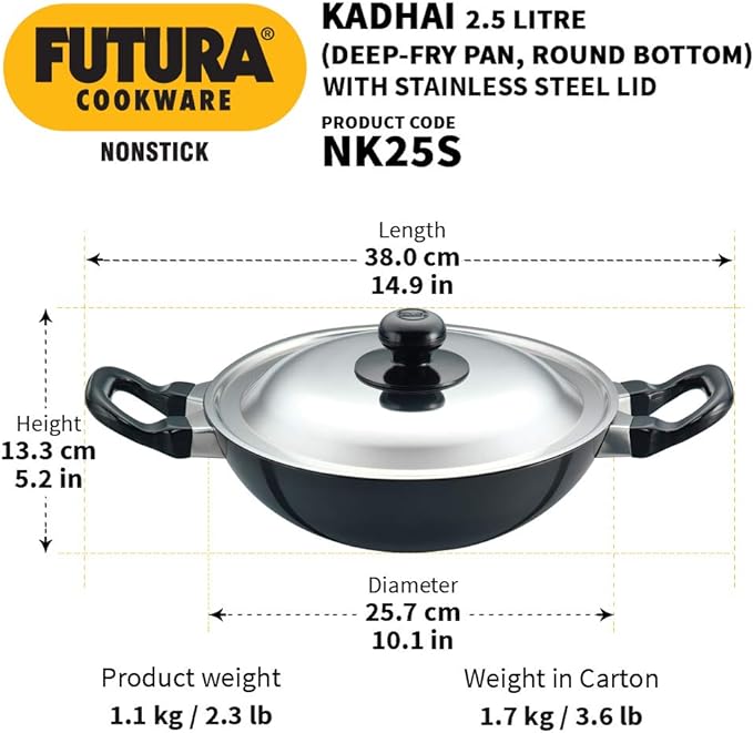 Futura Non-Stick Pan with Steel Lid - 26CM - 2.5 Ltrs.