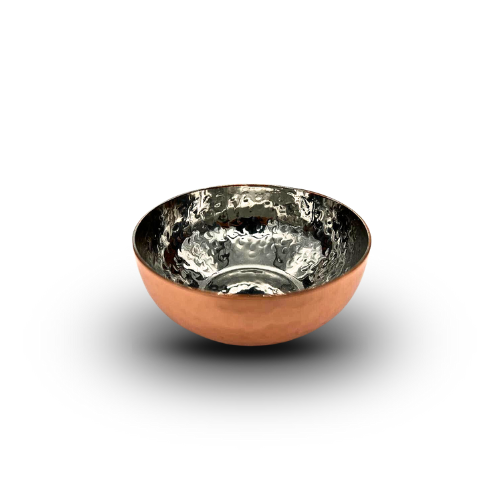 Traditional Indian Small Hammered Stainless Steel and Copper Bowl