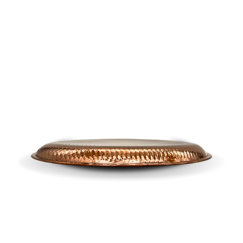 Indian Hammered Stainless Steel and Copper Small Round Tray