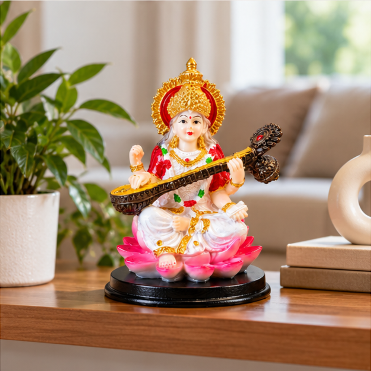 Saraswati Mata Ji Idol with Veena, Decorative Goddess Saraswati Statue