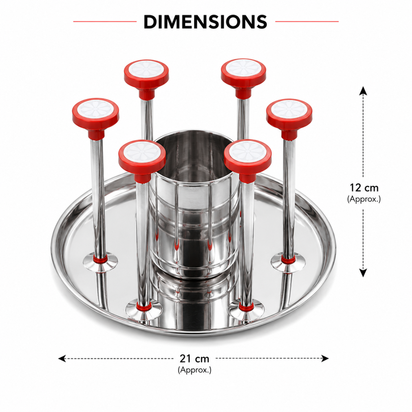 Stainless Steel Glass and Spoon Stand Set with Tray Kitchen 21cm x 12cm