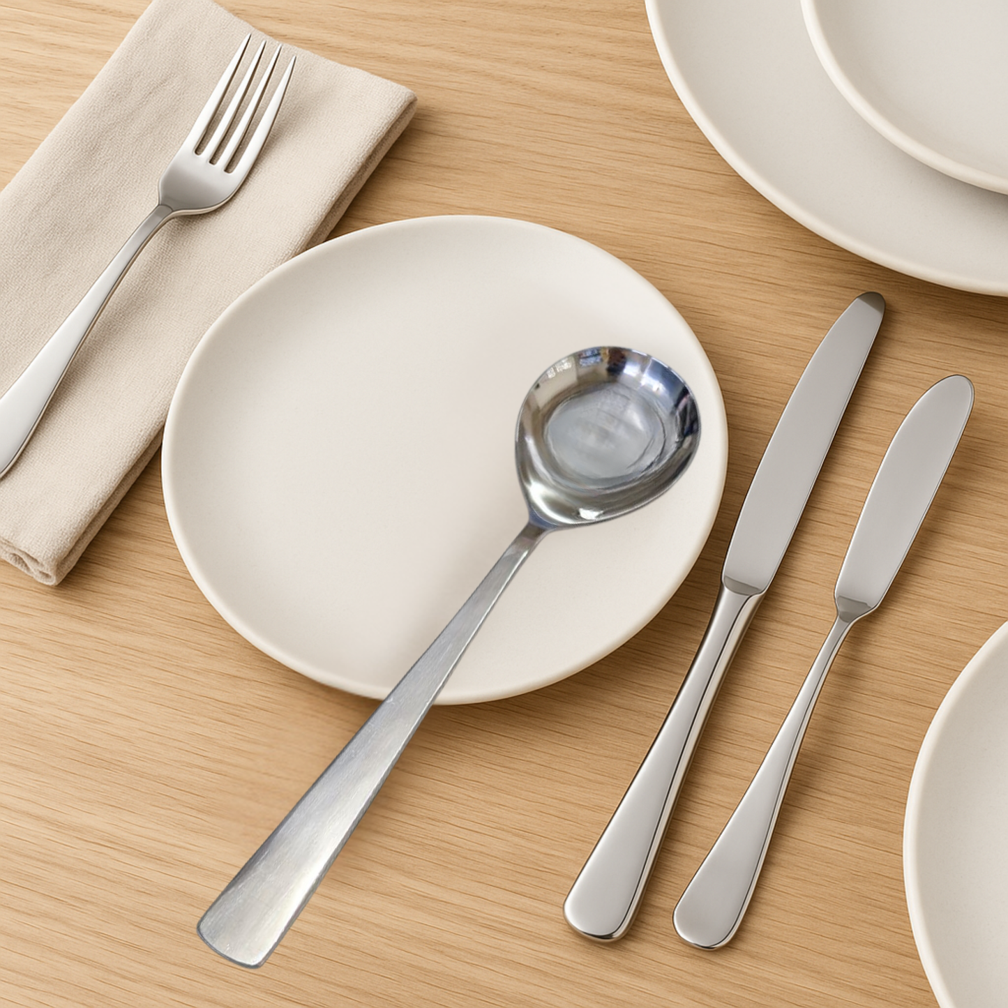 6 x Stainless Steel Serving Spoons 26cm Long – Heavy Duty Mirror Finish