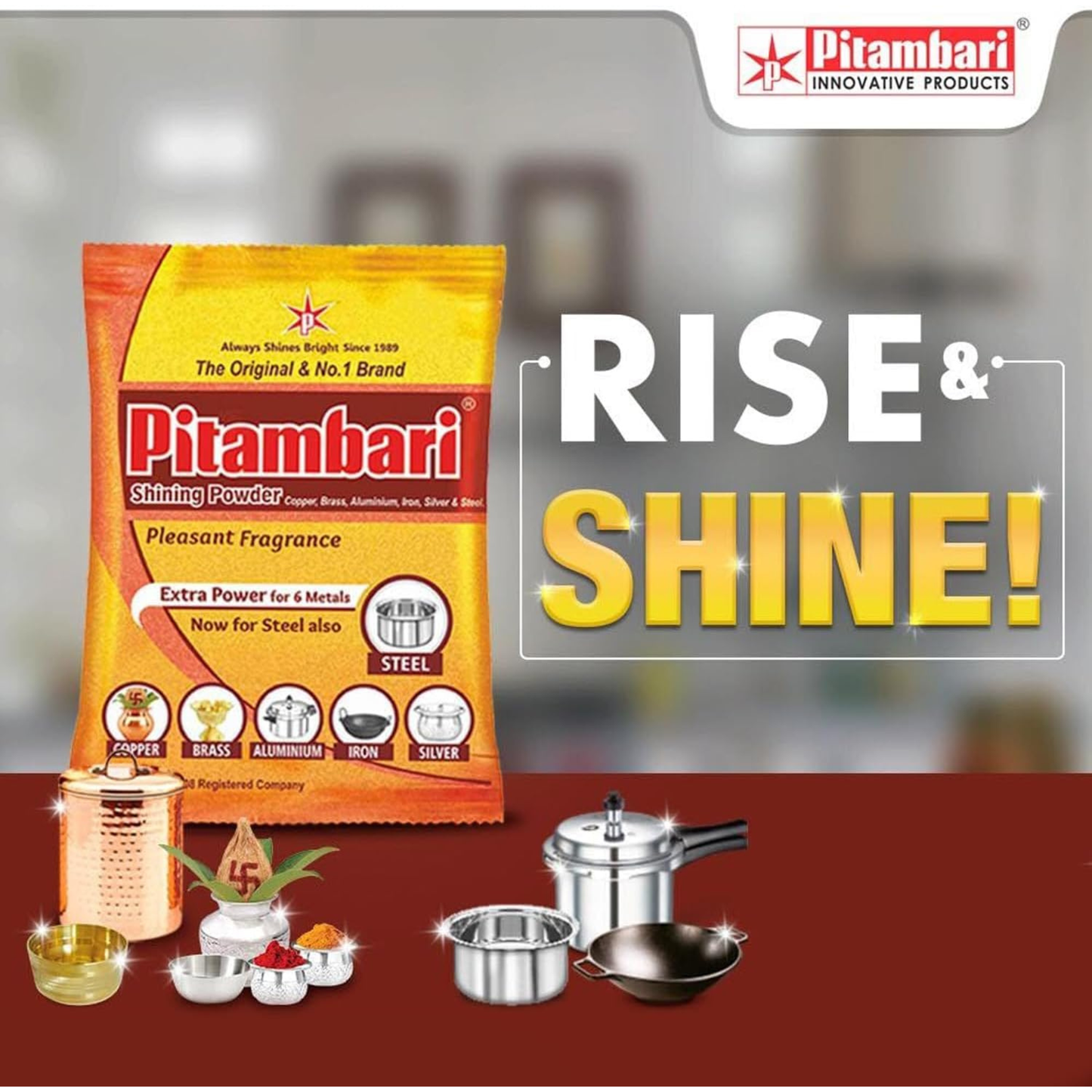 Pitambari Shining Powder 150g Metal Cleaning Polish Multi Purpose