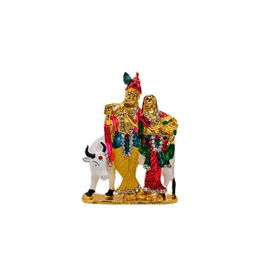 Exquisite Freestanding Hindu God Idols: Shree Krishna & Gau Mata Collection