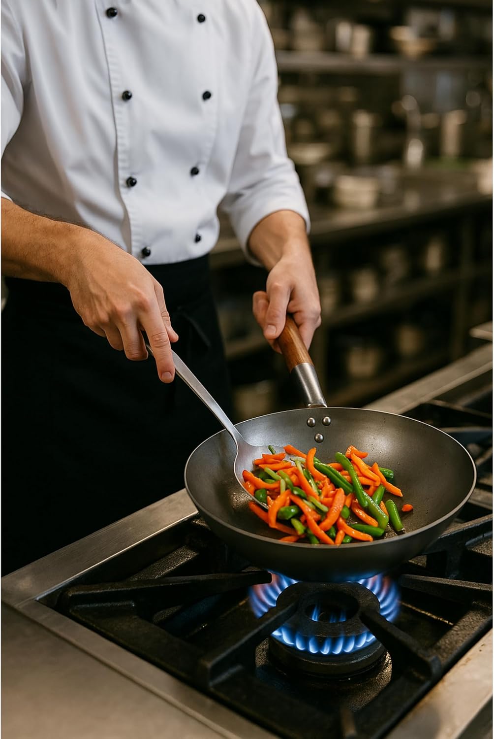 London Wok Carbon Steel Flat Bottom Stir Fry Pan – 10", 12", 13", 14" Sizes