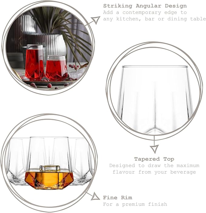 LAV Valeria Glassware Set - 400ml Tumblers & 460ml Highball Glasses - Pack of 3 Each