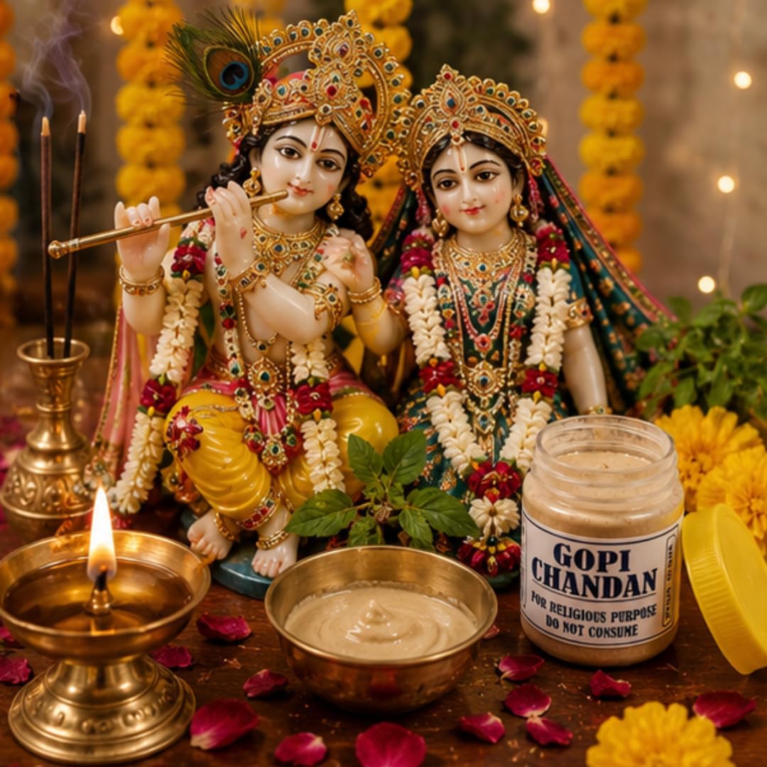 C&S Homestore Gopi Chandan Beige Powder 50g – Hindu Puja, Vaishnav Tilak, Krishna Worship & Religious Ceremonies