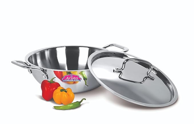 Aristo Triply Induction-Friendly Stainless Steel Kadhai with Lid – Available in 5 Sizes