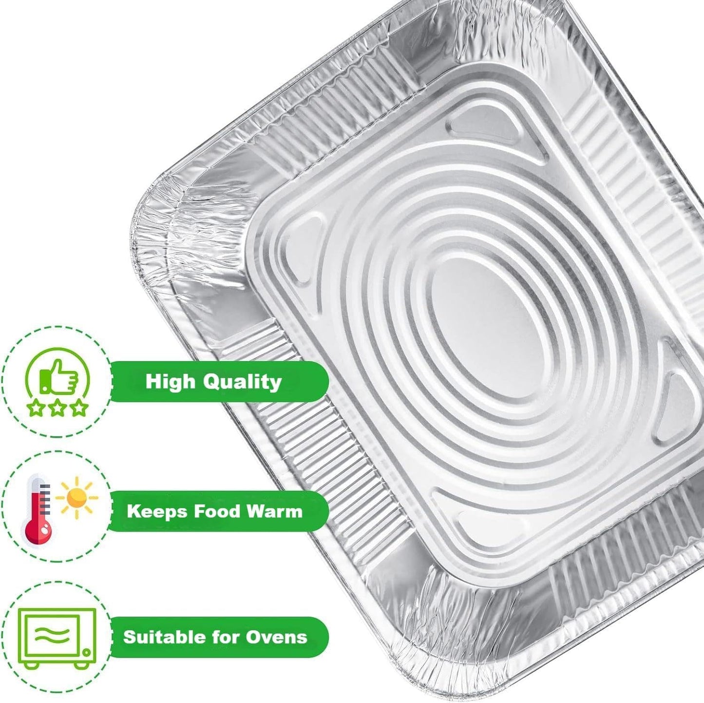 2 x Square Foil Dish Half Gastro 33x26x5.5cm 3L Aluminium Catering Trays Baking