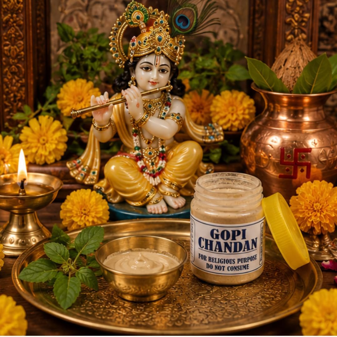 C&S Homestore Gopi Chandan Beige Powder 50g – Hindu Puja, Vaishnav Tilak, Krishna Worship & Religious Ceremonies