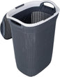 Rope Laundry Basket with Lid – Plastic Storage Hamper with Handles for Clothes, Bathroom & Bedroom – Durable Organizer in Brown, Beige & Grey