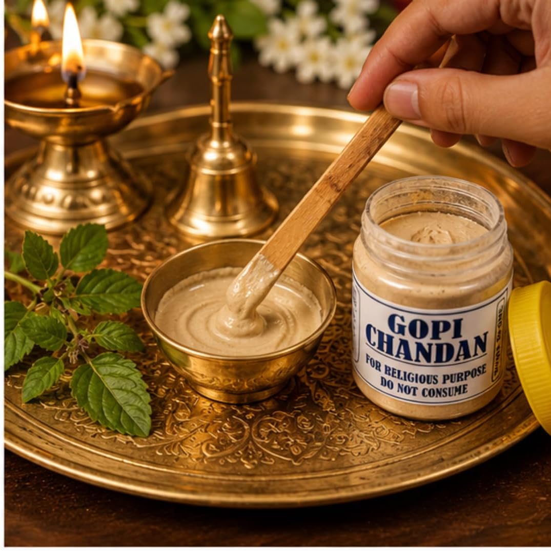 C&S Homestore Gopi Chandan Beige Powder 50g – Hindu Puja, Vaishnav Tilak, Krishna Worship & Religious Ceremonies