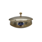 Ambika Premium Hammered Brass Round Pot with Lid - Kalhi Coated