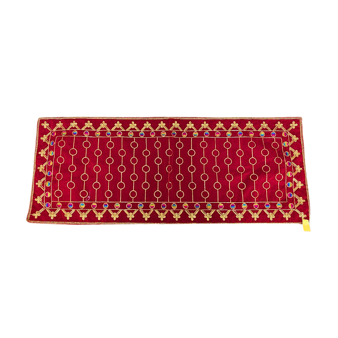 Red Embroidered Pooja Cloth with Stone Work – Ideal for God Idols & Religious Books (Available in 4 Sizes & Shapes)