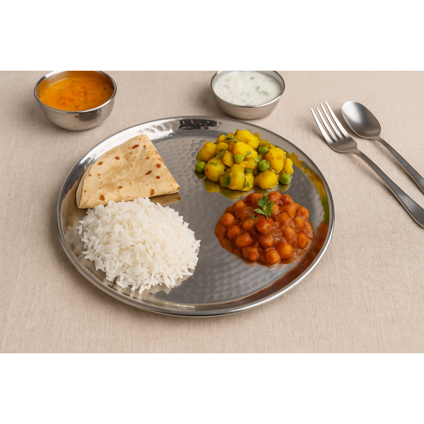 Stainless Steel Hammered Plate 28cm – Premium Round Serving & Dining Plate