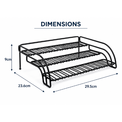 3 Tier Cupboard Storage Organiser Rack Kitchen Pantry Cabinet Shelf Stand Black