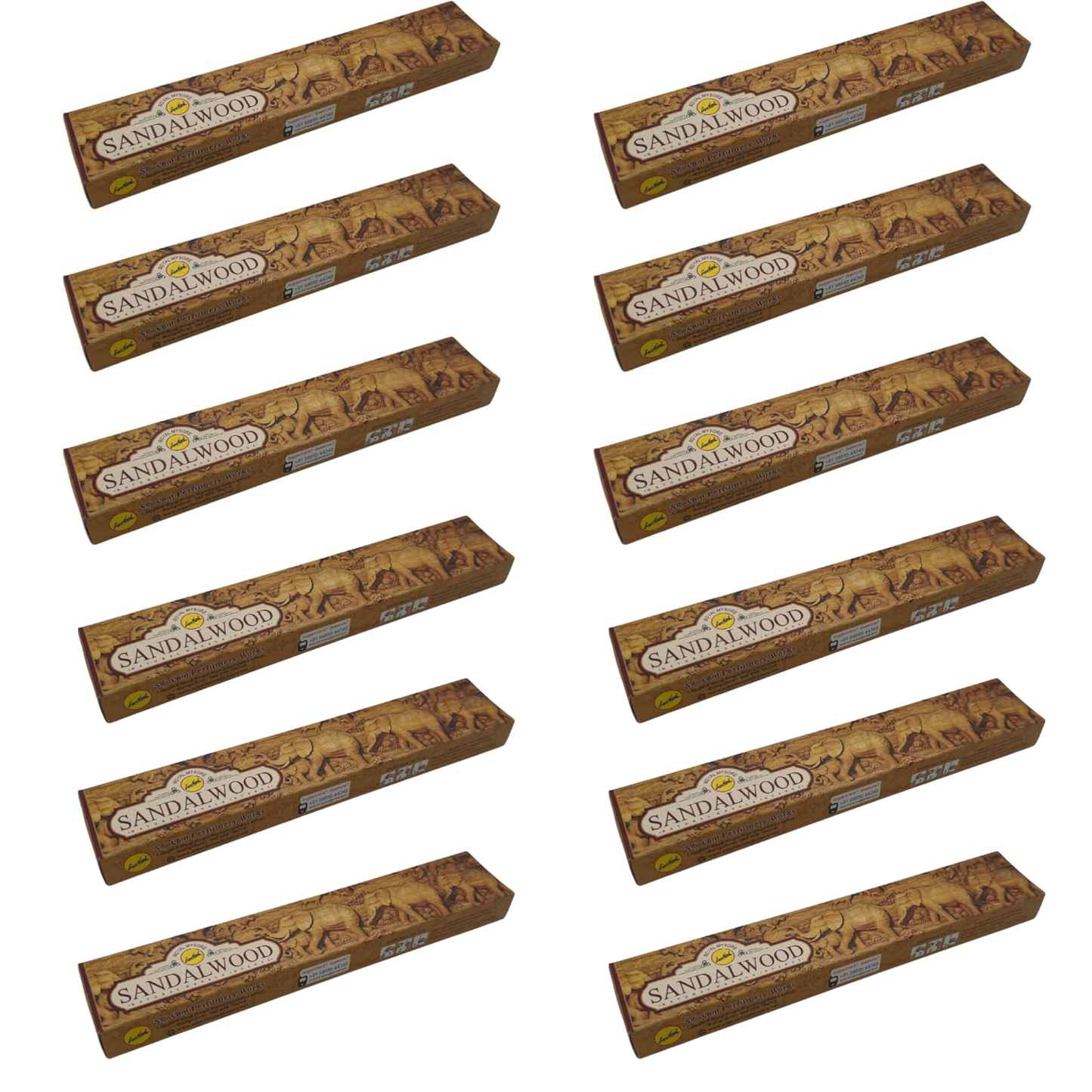 12 x Royal Mysore Sandalwood Incense Sticks Pack (Chandan) - 144 Sticks