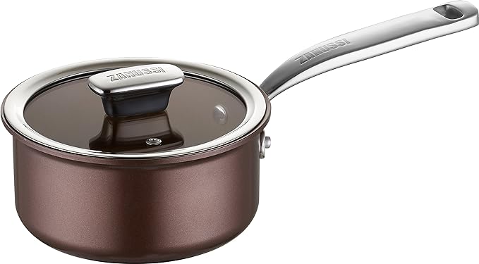 Zanussi Siena Non-Stick Aluminium Saucepan with Glass Lid, 18cm