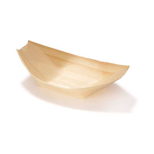 Papstar Disposable Wooden Boat Plates/Bowls - 50 Pack, 14 x 8.2 cm