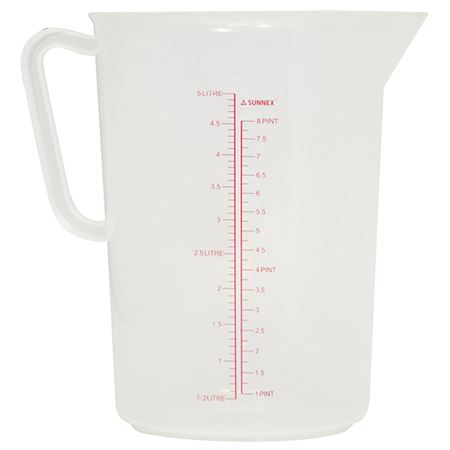 Sunnex Measuring Jug 5Ltr Clear PP Plastic