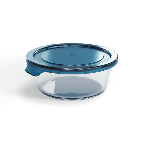 Jomafe Pratic Glass Container with Blue lid-Round 400ml