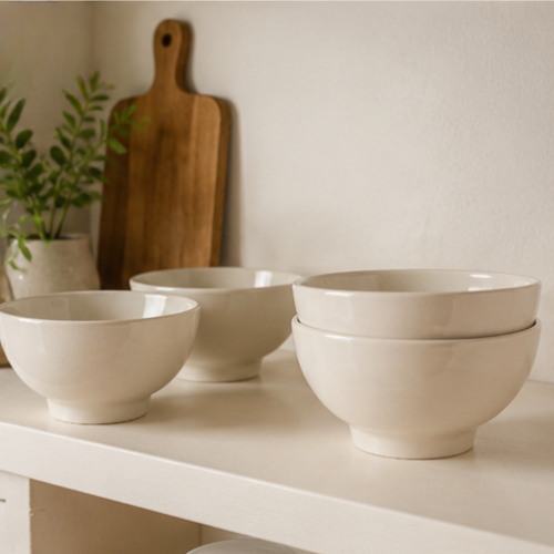 6 X Small Cream Ceramic Bowls 11.5cm Rice Soup Dessert Side Dish Serving Bowls