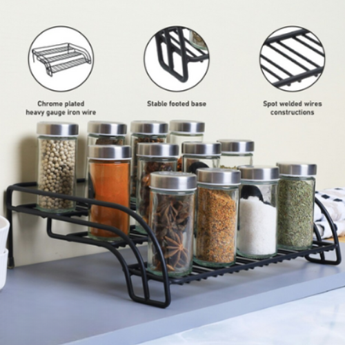 3 Tier Cupboard Storage Organiser Rack Kitchen Pantry Cabinet Shelf Stand Black