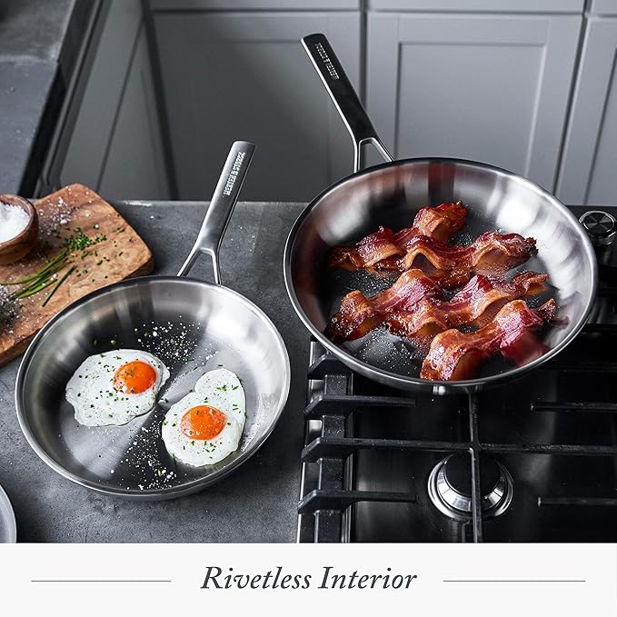 Merten & Storck Tri-Ply Stainless Steel Frying Pan Skillet Set – 26cm & 30cm with Lids