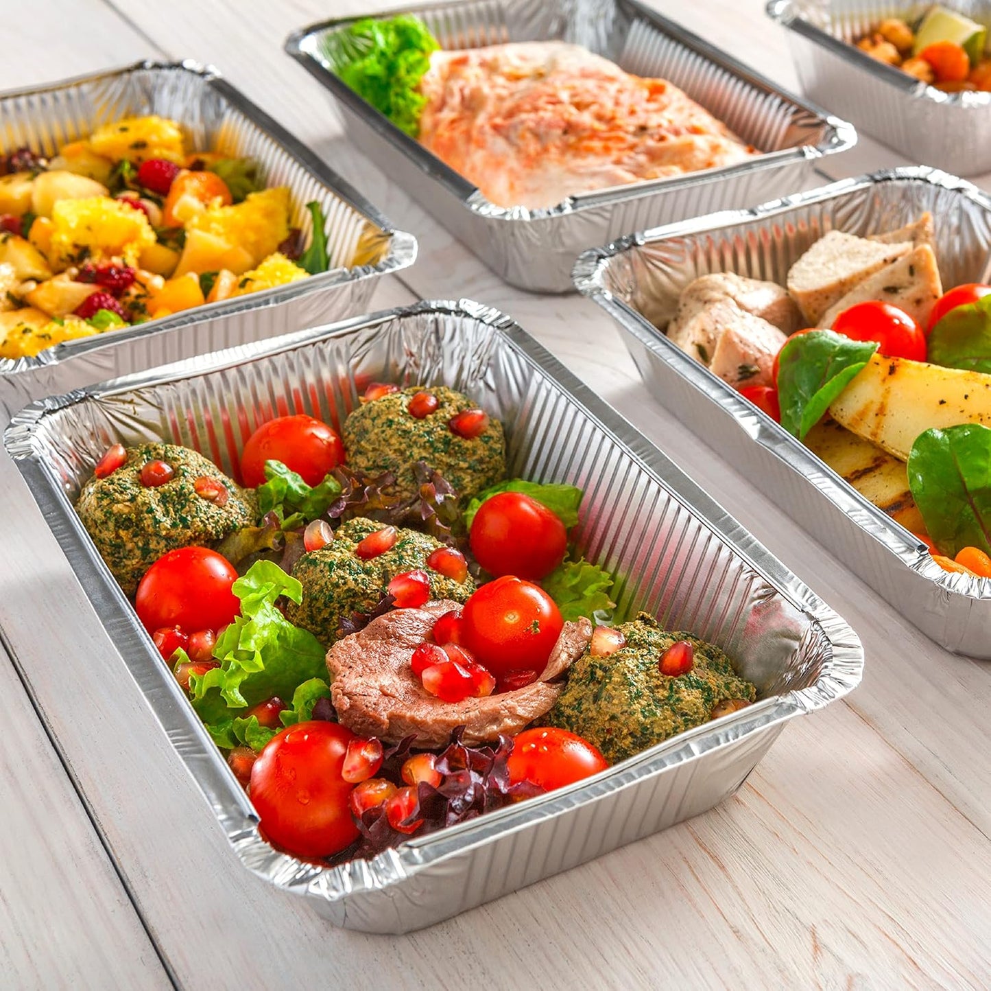 2 x Square Foil Dish Half Gastro 33x26x5.5cm 3L Aluminium Catering Trays Baking
