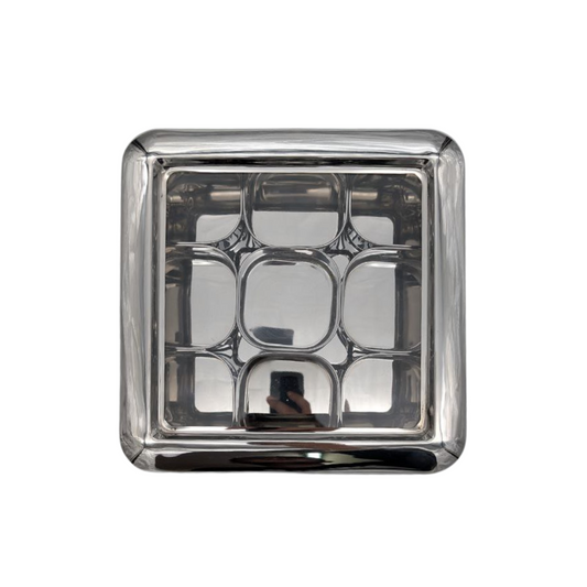 Masala Dabba Stainless Steel See-Through 9 Compartments 21 x 21 x 6 cm