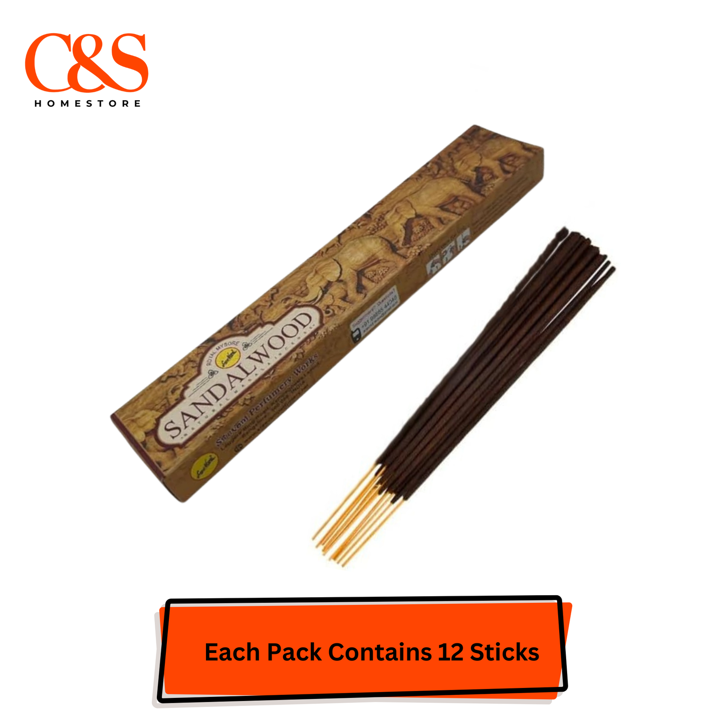 12 x Royal Mysore Sandalwood Incense Sticks Pack (Chandan) - 144 Sticks