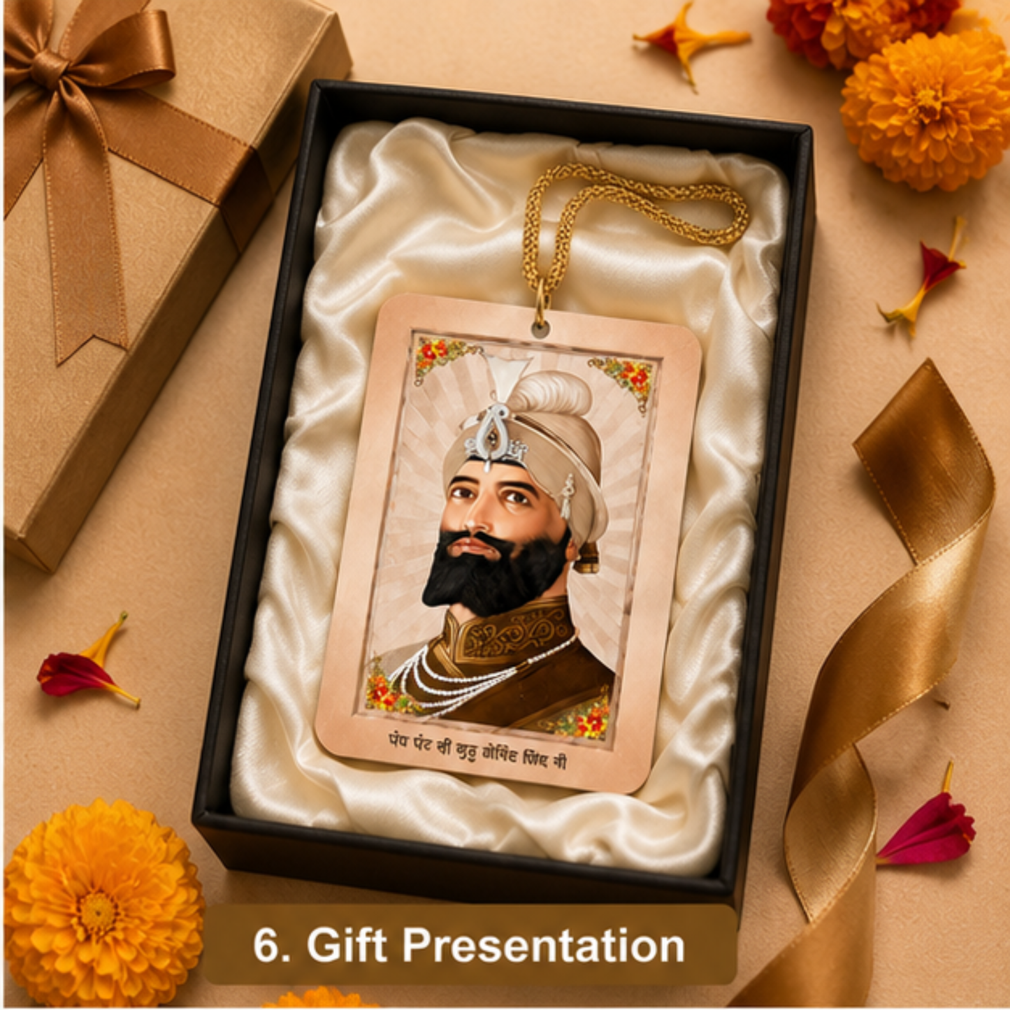 Guru Gobind Singh Ji Hanging Plaque with Hanging Cord, Sikh Spiritual Gift