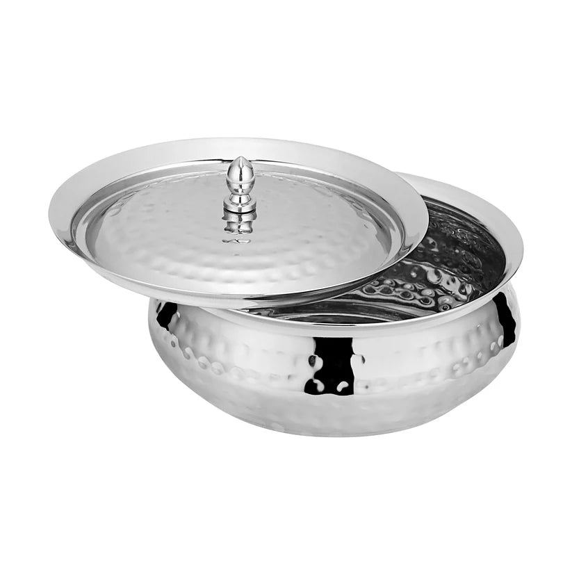 Chakmak Stainless Steel Olive Hammered Handi – Available in 5 Sizes