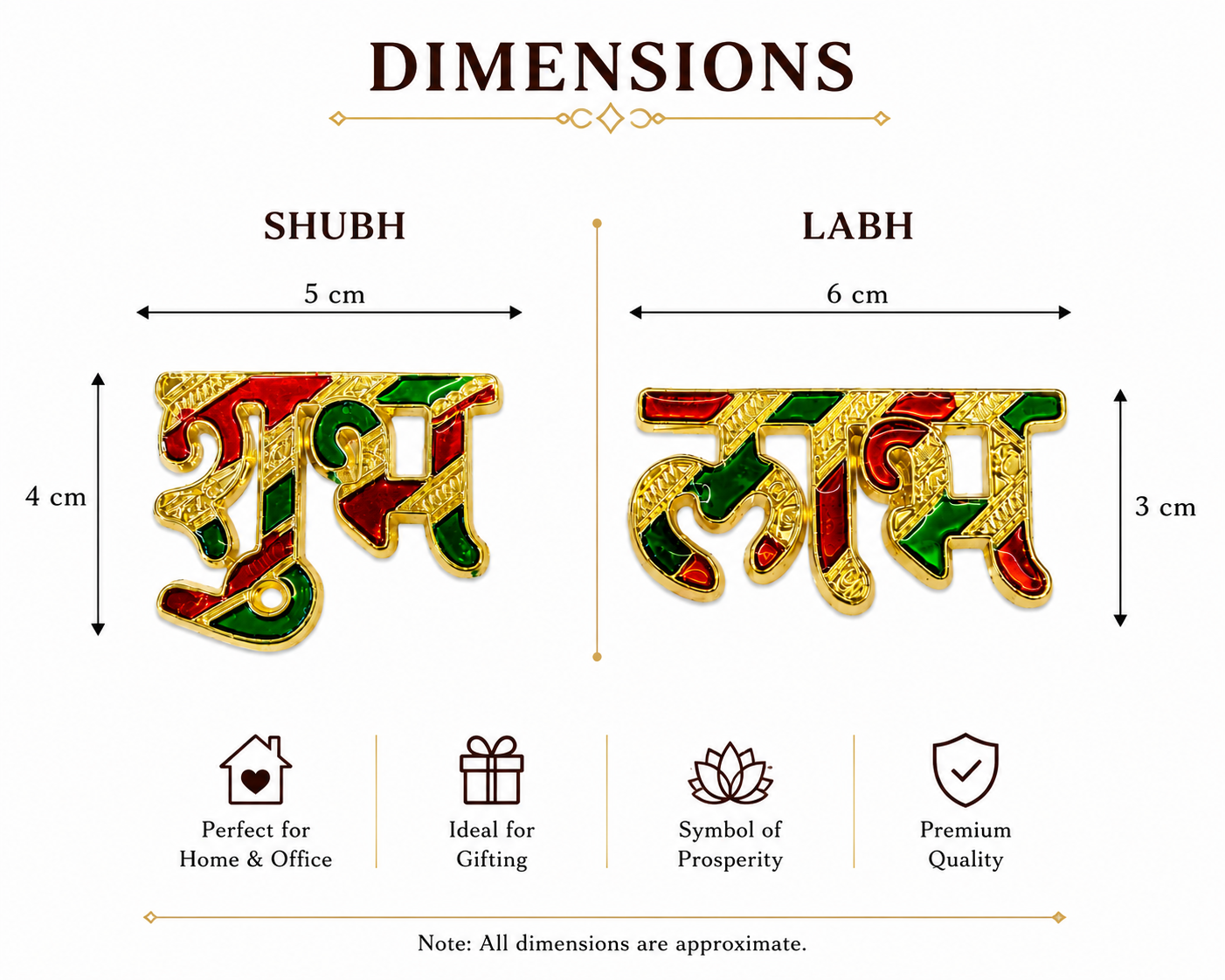 Shubh Labh Door Stickers Hindu Entrance Decor Gold Finish for Home Office Mandir