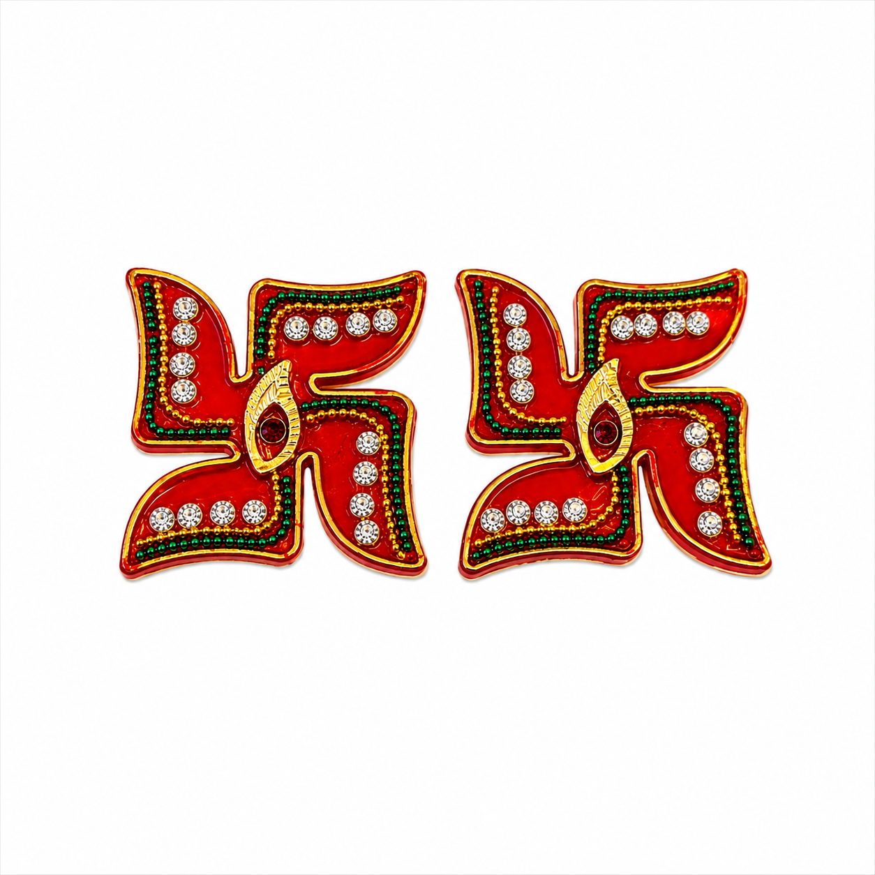 2 X Hindu Decorative Stickers Lakshmi Charan Paduka & Swastik Gold Finish Decor