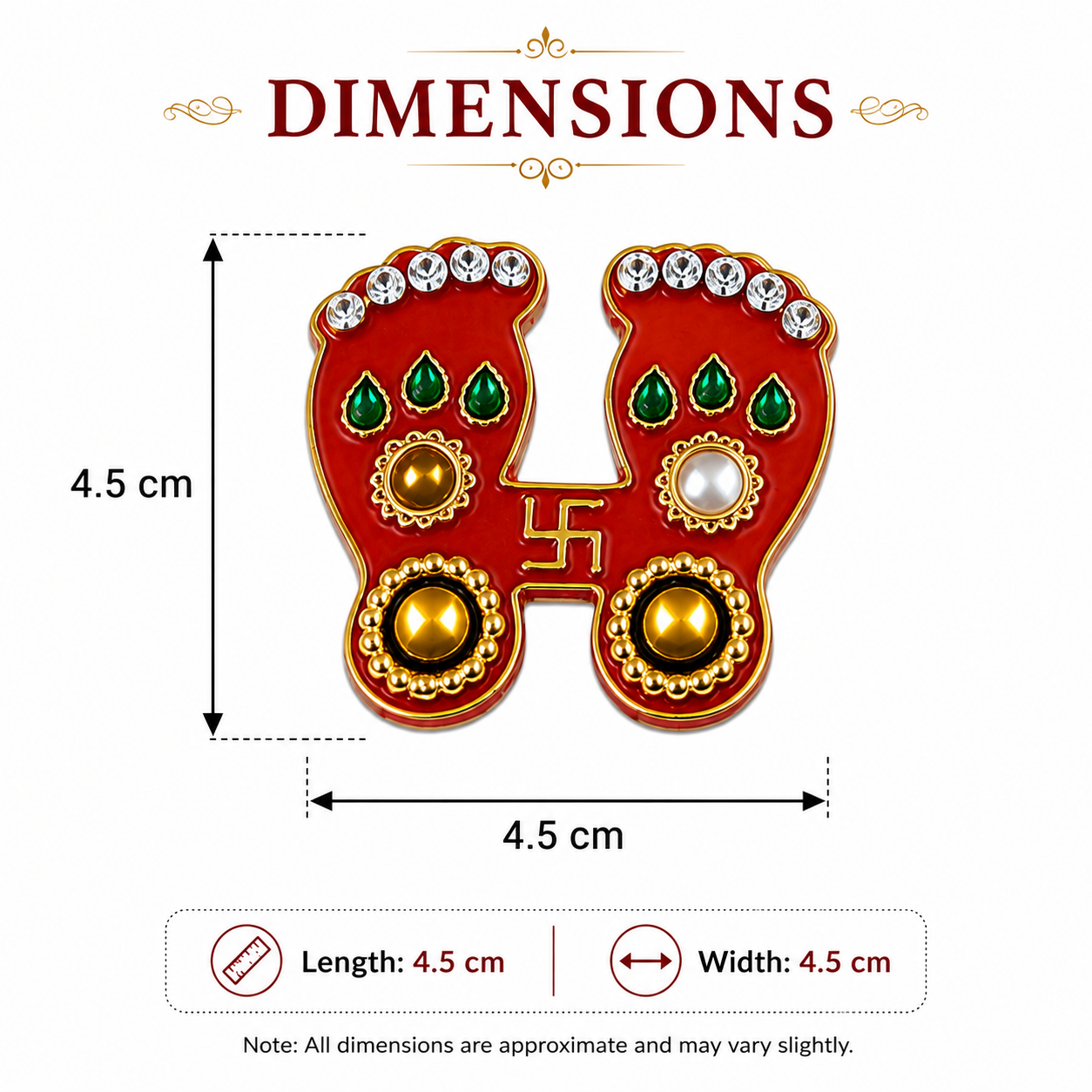 2 X Hindu Decorative Stickers Lakshmi Charan Paduka & Swastik Gold Finish Decor