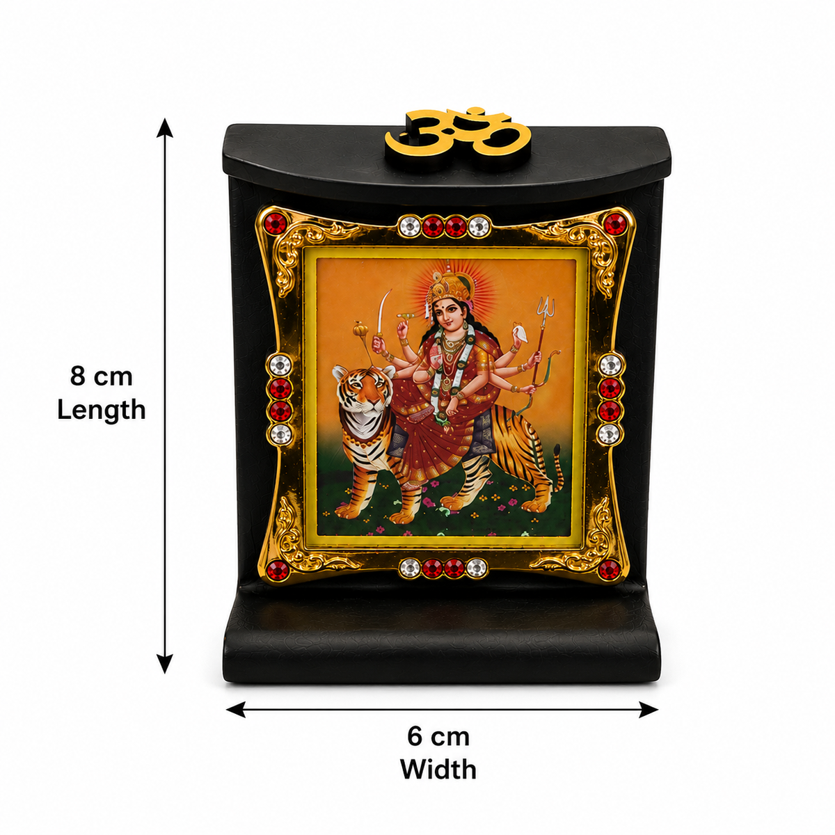 Durga Ma Wooden Photo Frame with Om Symbol 8x6cm Mandir Temple Home Office Decor